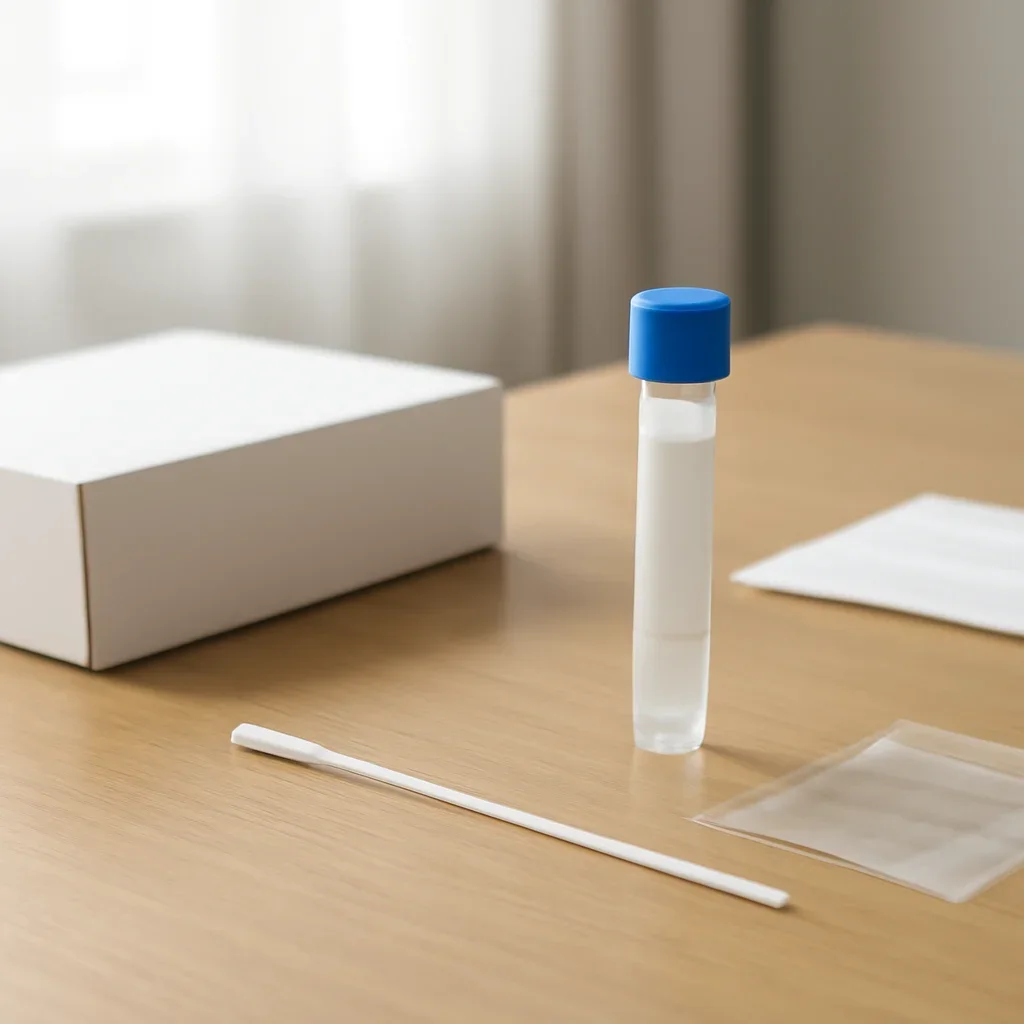Sample collection setup prepared for at-home dna test kits