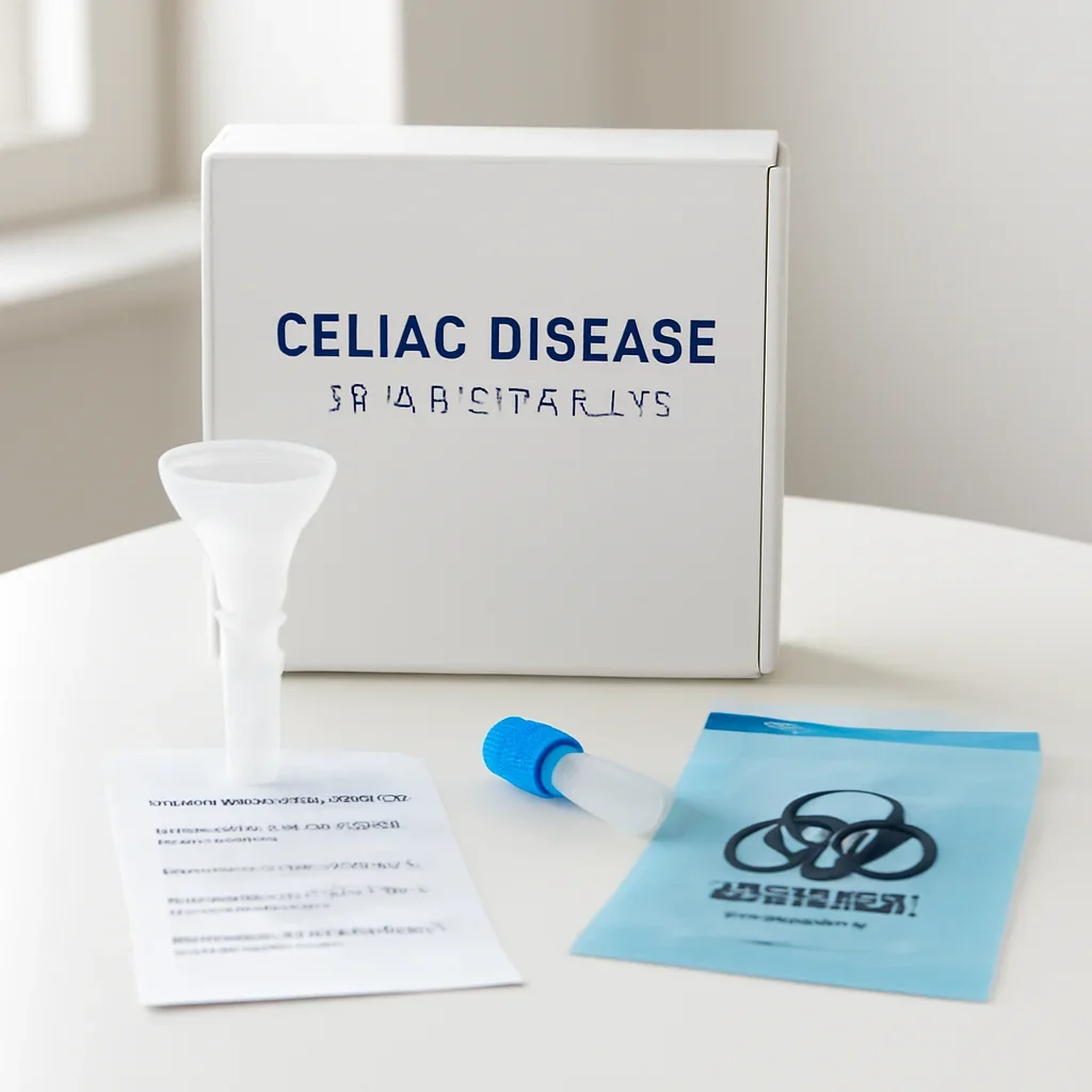 Sample collection setup prepared for celiac disease genetic testing explained