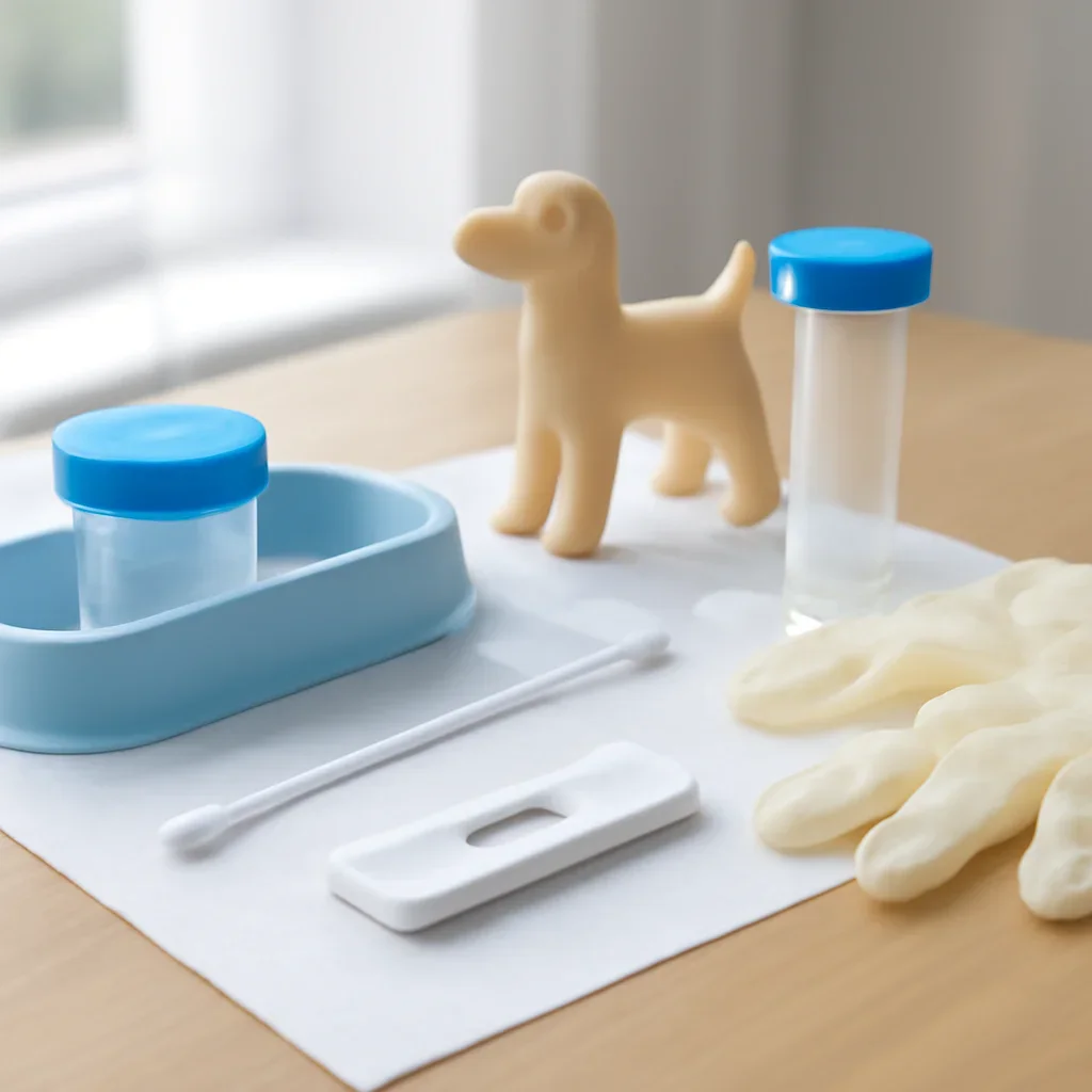 Sample collection setup prepared for dog disease testing explained