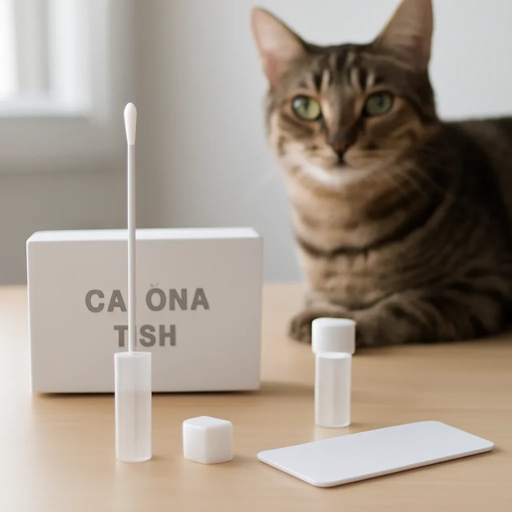 Sample collection setup prepared for how cat dna tests work
