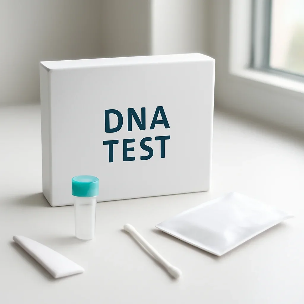 Sample collection setup prepared for how to choose the right dna test