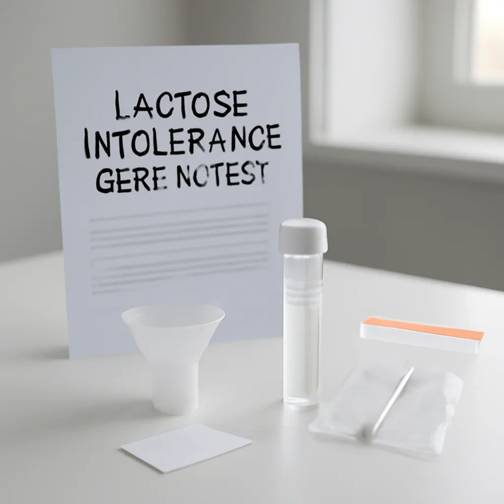 Sample collection setup prepared for lactose intolerance genetic testing explained