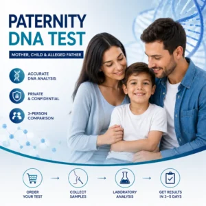 Paternity test (mother, child and alleged father)